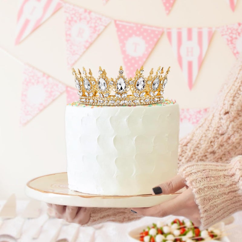 Nackiy Gold Crown for Women, Crystal Queen Tiaras Headband Wedding Bridal Hair Accessories, Birthday Party Prom Cake Topper - Image 4